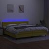 vidaXL Box spring postelja z vzmetnico LED zelena 200x200 cm blago