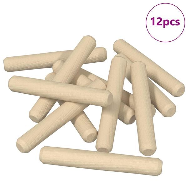 vidaXL Leseni zatiči 12 pcs Rjava &Oslash;8 x 50 mm Trden les