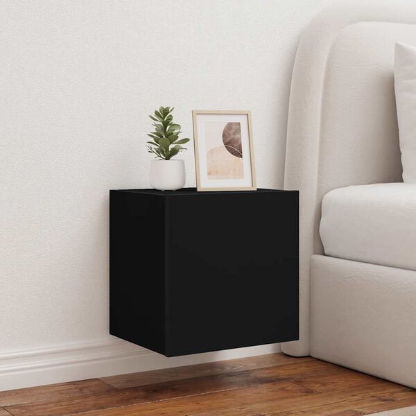 vidaXL Stenska TV omarica z LED lučkami črna 40,5x35x40 cm