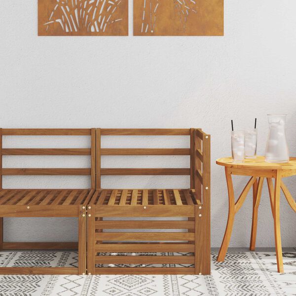 vidaXL Zunanja kotna sedežna garnitura Masiven les akacije Naravna