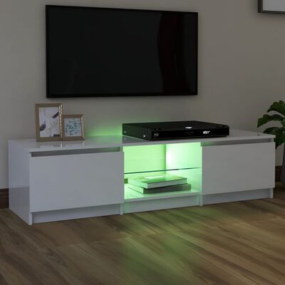 vidaXL TV omarica z LED lučkami visok sijaj bela 140x40x35,5 cm