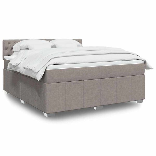 vidaXL Box spring postelja z vzmetnico taupe 180x200 cm blago