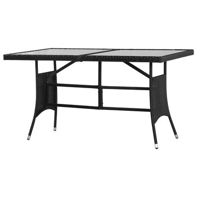 vidaXL Vrtna miza iz poli ratana 140x80x74 cm črna