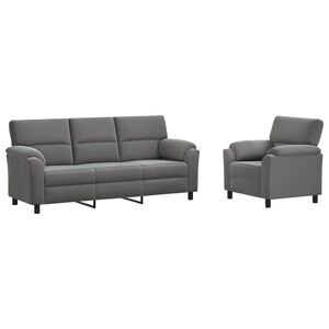 vidaXL Kavčna garnitura 2 pcs Temno siva Žamet