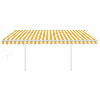 vidaXL Ročno zložljiva tenda s stebrički 4x3 m rumena in bela