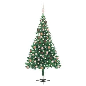 vidaXL Umetna novoletna jelka osvetljena z bučkami 120 cm 230 vejic