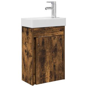 vidaXL Kopalni&scaron;ka omarica s tapo Dimljen hrast 40,5 x 22,5 x 62 cm