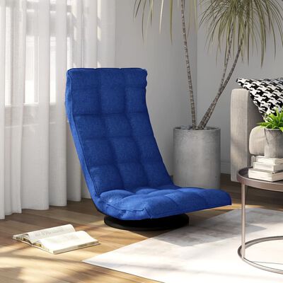 vidaXL Vrtljiv talni stol modro blago