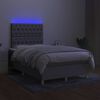 vidaXL Box spring postelja z vzmetnico LED sv. siva 120x200 cm blago