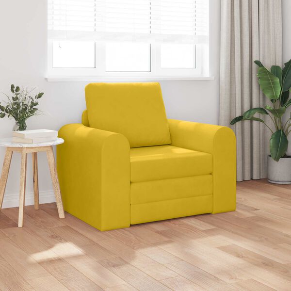 vidaXL Sofa postelja Rumena 98 x 71 x 83 cm Žamet