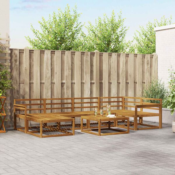 vidaXL Zunanja garnitura za sedenje 7 pcs Naravna Masiven les akacije