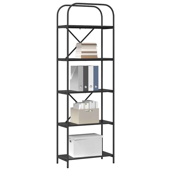 vidaXL Knjižna polica Črna Orehovina 60 x 30 x 183 cm Konstruiran les