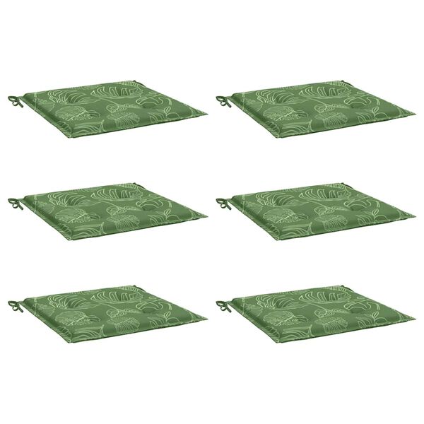 vidaXL Blazine za vrtne stole 6 kosi vzorec listja 50x50x4 cm tkanina