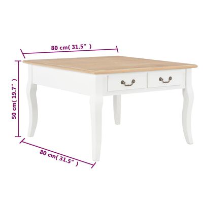 vidaXL Klubska mizica iz lesa 80x80x50 cm bela