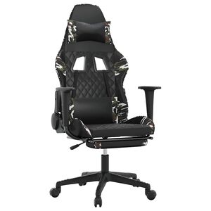 vidaXL Masažni gaming stol z oporo za noge črn in kamuflažen um. usnje