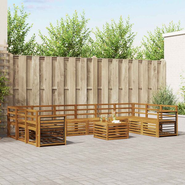 vidaXL Sedežne garniture 11 pcs Naravna Masiven les akacije