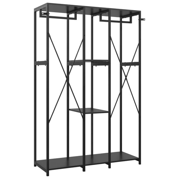 vidaXL Garderobna omara črna 110x40x167 cm kovina in iverna plo&scaron;ča