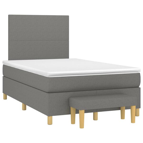 vidaXL Box spring postelja z vzmetnico temno siva 120x190 cm blago