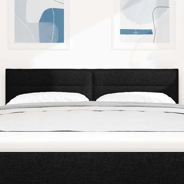 vidaXL LED glava postelje z LED lučmi z vzglavjem Črna 160 cm blago