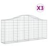 vidaXL Obokane gabion ko&scaron;are 3 kosi 200x30x80/100 cm pocinkano železo