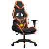 vidaXL Masažni gaming stol z oporo za noge črno in oranžno um. usnje