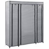 vidaXL Garderobna omara s predelki in palicami siva 150x45x176cm blago