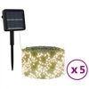 vidaXL Solarne svetlobne verige 5 kosov 5x200 LED toplo bele