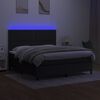 vidaXL Box spring postelja z vzmetnico LED črna 180x200 cm blago