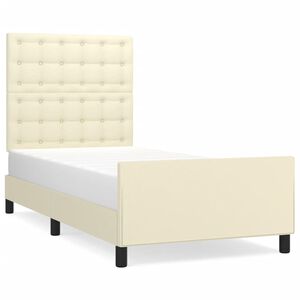 vidaXL Posteljni okvir z vzglavjem krem 80x200 cm umetno usnje