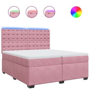 vidaXL Box spring postelja z vzmetnico roza 200x200 cm žamet
