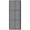 vidaXL Notranja vrata 83x201,5 cm črno ESG steklo in aluminij