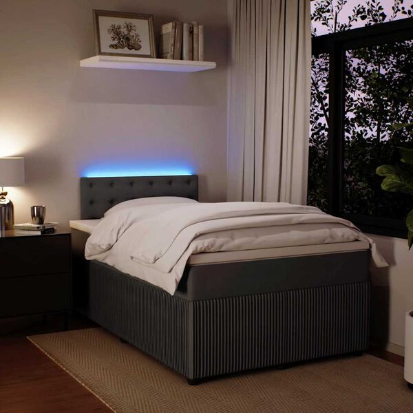 vidaXL Box spring postelja z vzmetnico temno siva 120x200 cm žamet