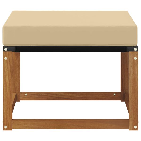 vidaXL Zunanji puf Trdni akacijev les in tkanina Textilene Naravna