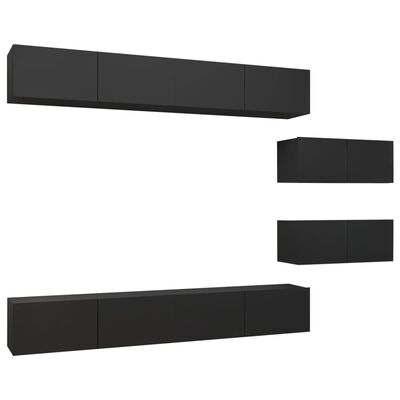 vidaXL Komplet TV omaric 6-delni črna iverna plošča