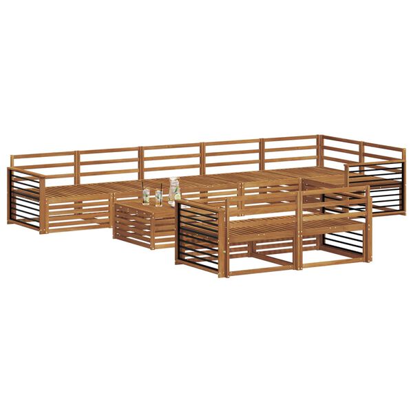 vidaXL Zunanja garnitura za sedenje 9 pcs Naravna