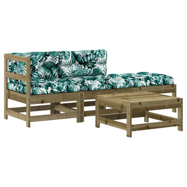 vidaXL Vrtna garnitura 4-delna z blazinami impregnirana trdna borovina