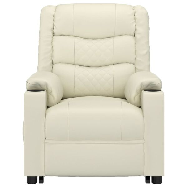 vidaXL Masažni stol s funkcijo vstajanja krem umetno usnje