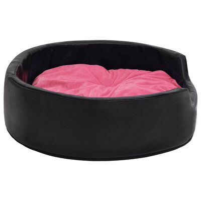 vidaXL Pasja postelja črna in roza 99x89x21 cm pliš in umetno usnje
