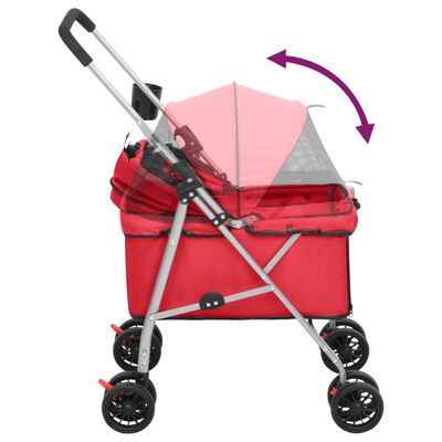 vidaXL Zložljiv pasji voziček rdeč 76x50x100 cm Oxford blago