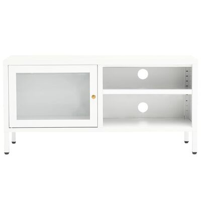 vidaXL TV omarica bela 90x30x44 cm jeklo in steklo