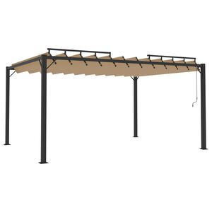 vidaXL Paviljon z re&scaron;etkasto streho 3x4 m taupe blago in aluminij