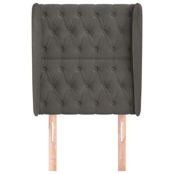 vidaXL Vzglavje z ušesi temno sivo 83x23x118/128 cm žamet