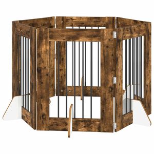 vidaXL Vrata za pse z stojali 6 pcs Dimljen hrast 60 x 80 cm
