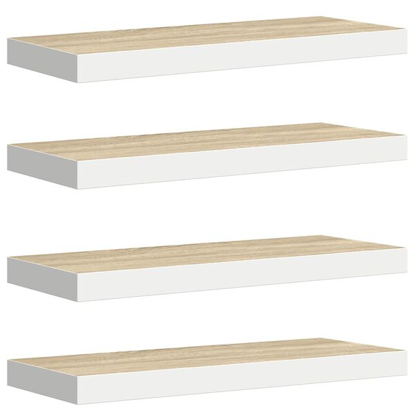 vidaXL Stenske police 4 kosi hrast in bele 60x23,5x3,8 cm MDF