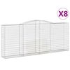 vidaXL Obokana gabionska ko&scaron;ara 8 kos 400x50x160/180cm cinkano železo