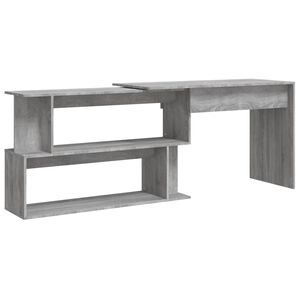 vidaXL Kotna pisalna miza siva sonoma 200x50x76 cm inženirski les