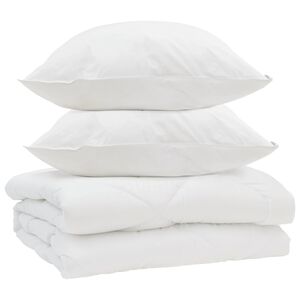 vidaXL Odeja z blazino 3 pcs Bela Mikrofibra