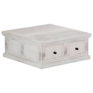 vidaXL Klubska mizica bela 70x70x30 cm trden mangov les