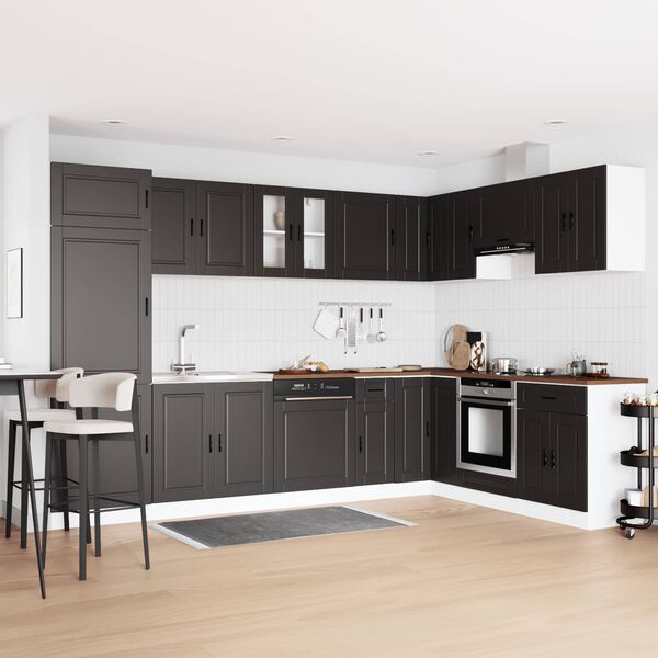 vidaXL Kopalni&scaron;ka omarica z vrati Porto 2 pcs Črna Konstruiran les