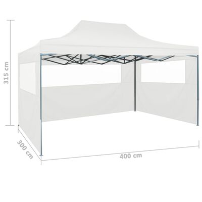 vidaXL Profesionalen zložljiv vrtni šotor s 3 stranicami 3x4 m bel